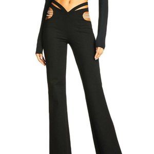 I.AM.GIA. Inez Pants Pearl String Cut Out Flares Black Size XS
